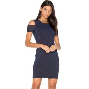BCBGMaxAzria cold shoulder midnight blue mini Monika dress size large. NWOT